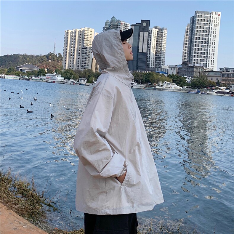 中性风2023夏季新款宽松遮阳薄款外套防晒服A061-JM1426-P40控58，男装防晒衣，电商A061-1