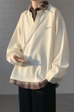 wassuphappy假两件卫衣套装男春秋季潮流翻领上衣休闲三件套穿搭，男装衬衫，电商A059