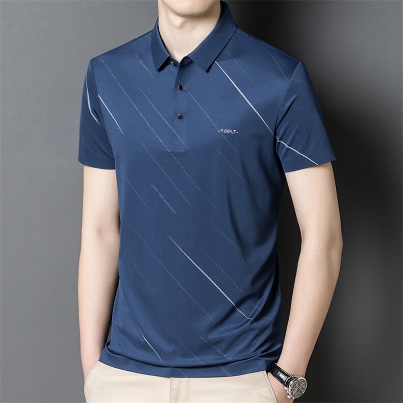 夏季新款男士翻领短袖t恤中年有领男装上衣服休闲POLO衫图片