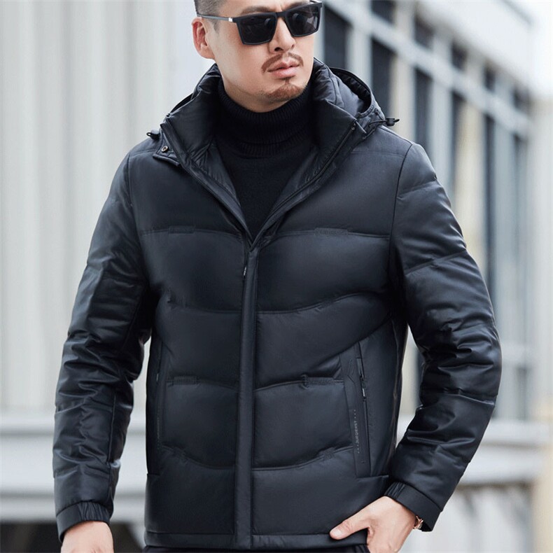 2025新款真皮皮衣男士真皮羽绒服短款绵羊皮夹克鹅绒加厚外套,男装夹克,星座715-3