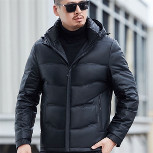 2025新款真皮皮衣男士真皮羽绒服短款绵羊皮夹克鹅绒加厚外套图片