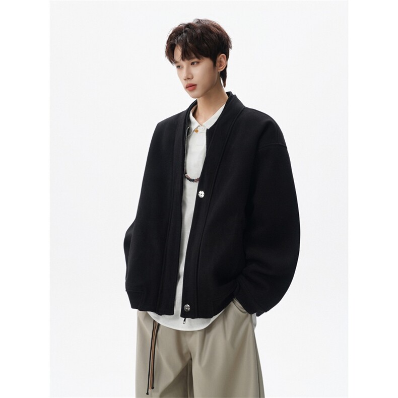 假两件短款毛呢立领夹克男外套韩系呢子上衣星座812-JK29-P128,男装夹克,星座812