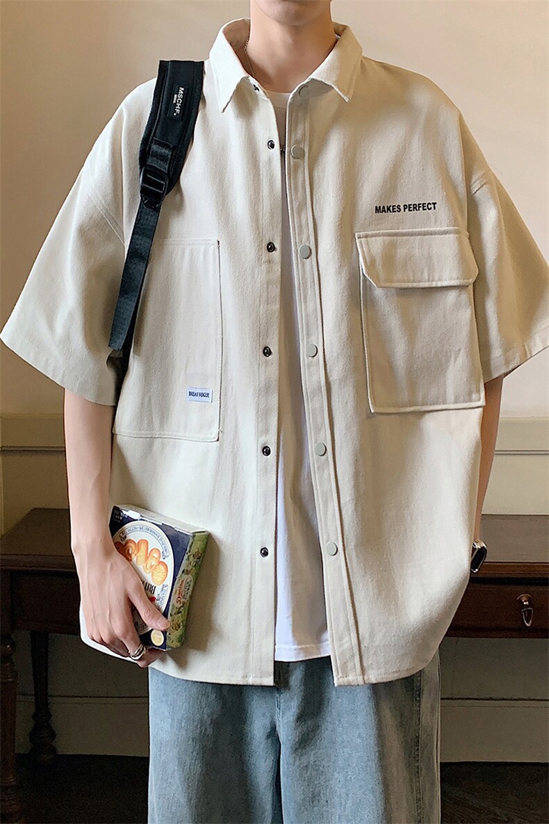 2025新款休闲纯色短袖衬衫C2020P50,男装衬衫,星座1106-2（原1111B）