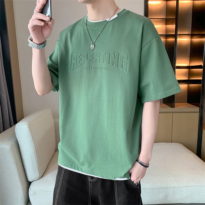 夏季短袖纯色店主风t恤休闲时尚百搭短袖t恤男TC3022-P25,男装T恤,星座717