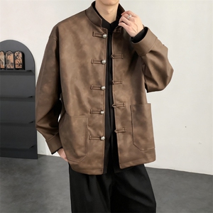2026春装新款 风皮衣夹克外套 新中式大码唐装复古 2515-P128，男装夹克，电商A057