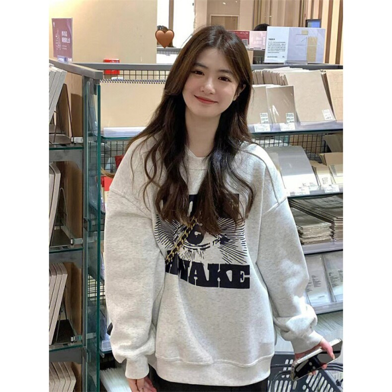 Q0104-P45早秋花灰色高级感圆领卫衣学生学院风美式复古上衣,男装卫衣,星座617A-2