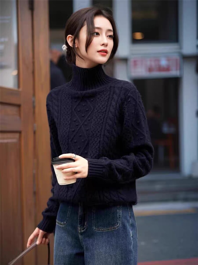 2025年秋季时尚百搭通勤简约休闲套头羊毛衫,女装羊毛衫,秋虹羊绒