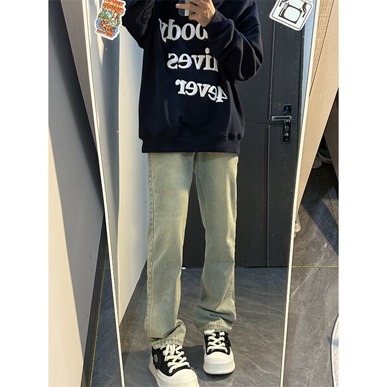 B221美式ins高街小众百搭纯色微喇牛仔裤LK22087-P55控78,男装牛仔裤,电商B221