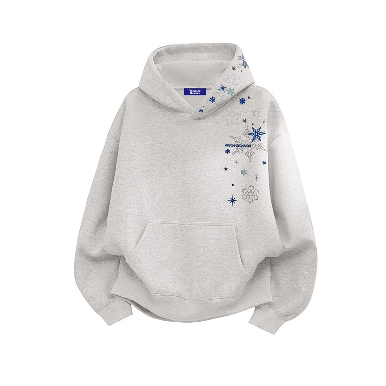 现货原版高质量华棉复合全刺绣白灰色情侣款卫衣外套潮，女装短外套，星座302B-3