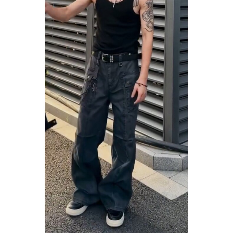 现货美式工装裤男女直筒裤宽松休闲微喇长裤情侣装K73-特P55,男装工装外套,星座1212