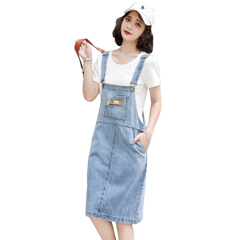 短袖牛仔背带裙套装女2023夏季新款女装韩版时尚休闲两件套套裙潮,女装套装/套裙,慧尚依恋