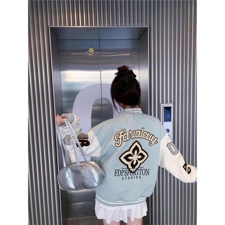 潮春装女款2025年开春新款外套韩系宽松美式复古刺绣夹克棒球服,男装夹克,星座1210-1