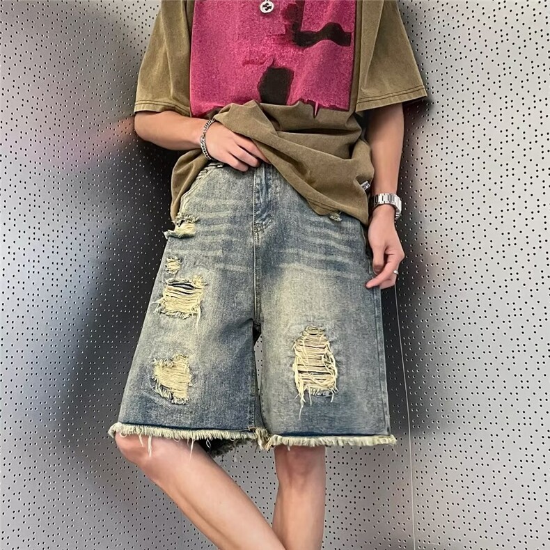 夏季破洞休闲牛仔短裤DK619p39,男装牛仔裤,星座1013