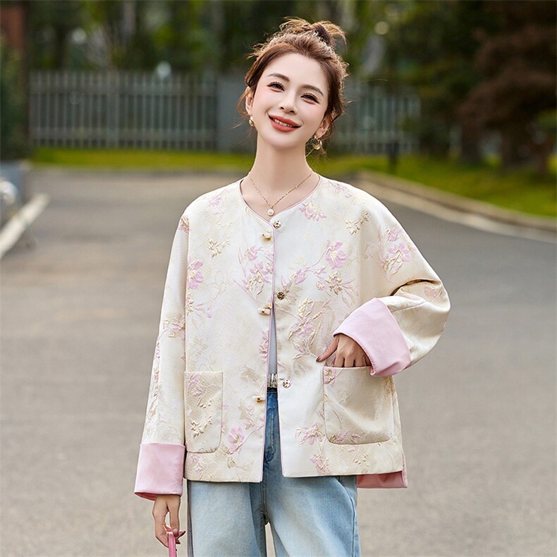 新中式国风提花刺绣短外套女2025春新款小香风独特漂亮高级感上衣,女装短外套,沁沁公主