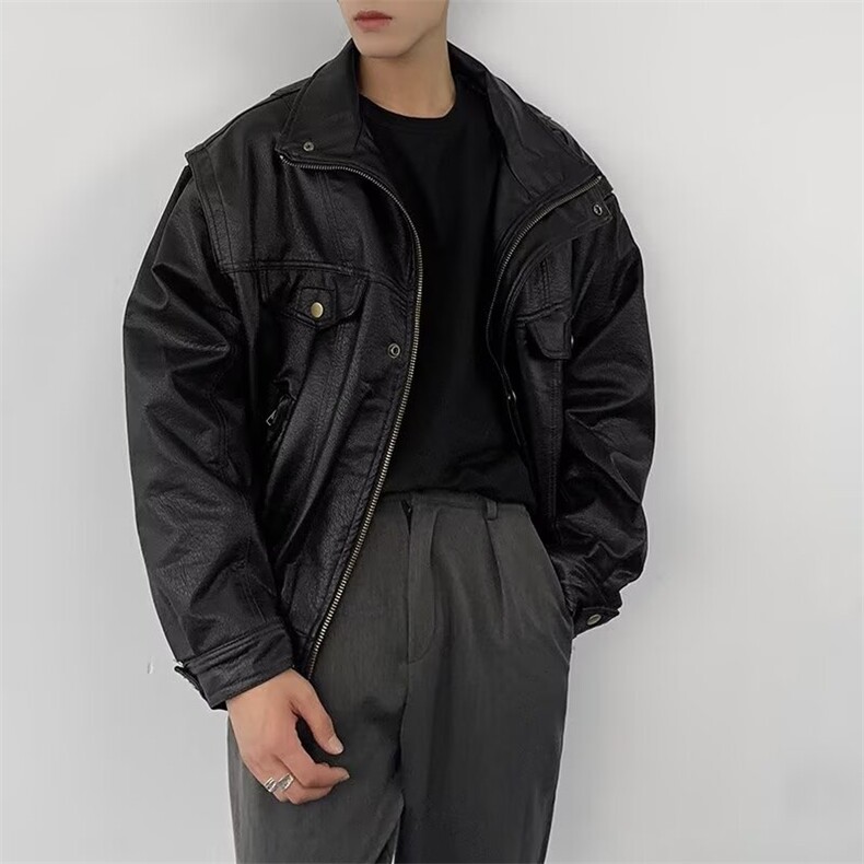 【升级款】高级感机车皮衣夹克男女外套PU皮飞行服Y10166-P85网图,男装夹克,电商B245