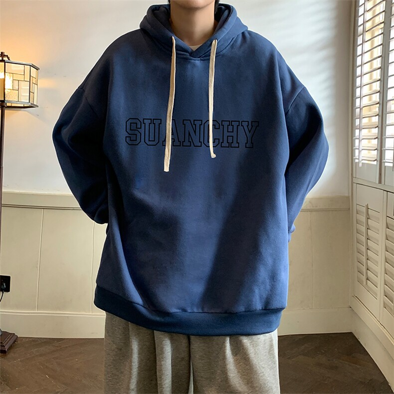纯棉连帽卫衣男大码运动帽衫宽松薄WY2229-P35加绒款-P40,男装卫衣,电商A040