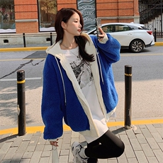 两面穿羊羔毛连帽服803-P165-K248，女装短外套，浙宝189