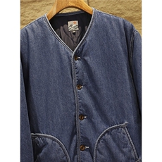 小众秋冬水洗牛仔棉衣夹克男绗缝保暖包边无领棉服外套TT2289P77，男装夹克，星座1013-5