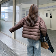 新标90白鸭绒纯色短款立领25冬季新款羽绒服2C215-P310-K380，女装羽绒服，2C215