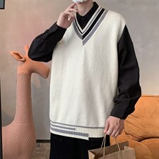 针织背心男秋冬韩版V领毛衣马甲ins港风宽松慵懒外套W3737-P30，男装背心/马甲，星座512-2