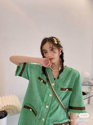 绿色粗纺中长连衣裙，女装连衣裙，YOUER DENG