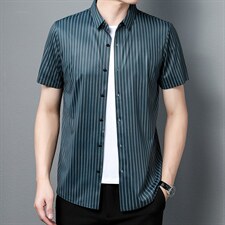 男士夏季短袖衬衫2023新款休闲商务衬衣男士上衣男装ZL1267-P63，男装衬衫，星座1105-3