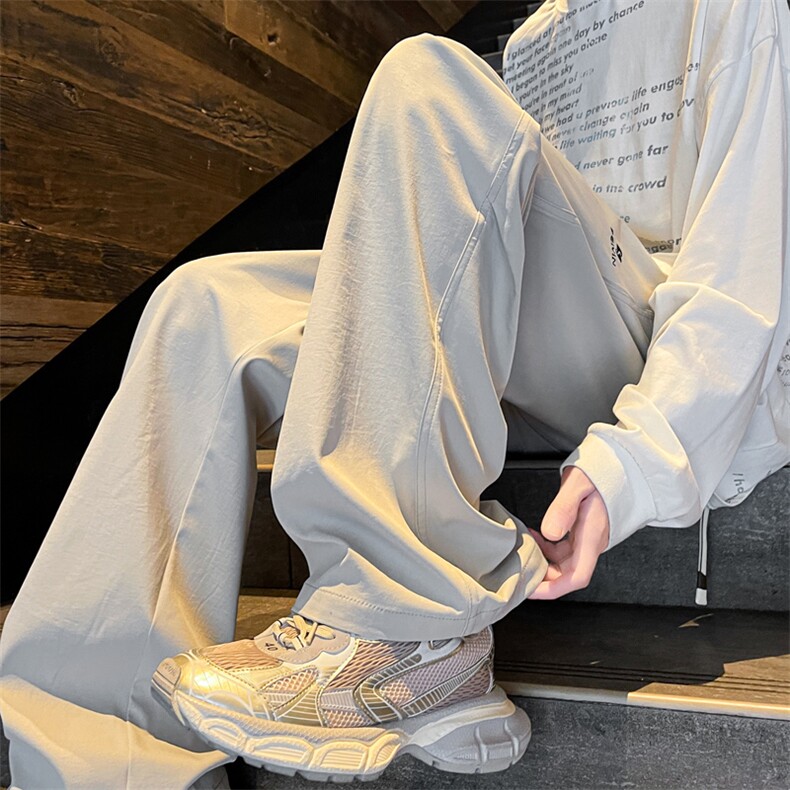 春夏新款面料闪兵直筒拖地裤电脑刺绣微喇叭休闲裤男8225-P48控68,男装休闲裤,电商C305A