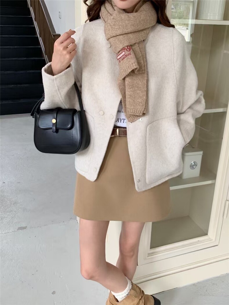 上新韩系短款双面羊毛大衣外套,女装羊绒大衣,依嘟服饰