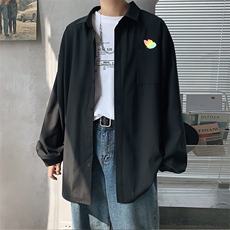 20港风新款男女情侣蝴蝶反光印花衬衫学生衬衣外套504-W2035-P32，男装衬衫，星座504