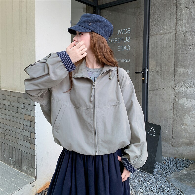 灰色又酷又飒减龄工装外套女秋季2025新款小个子巨好看的休闲夹克,女装短外套,2C126