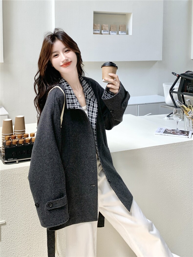 好数据灰色立领毛呢外套2C259-9972-P185-K278,女装毛呢外套,2C259