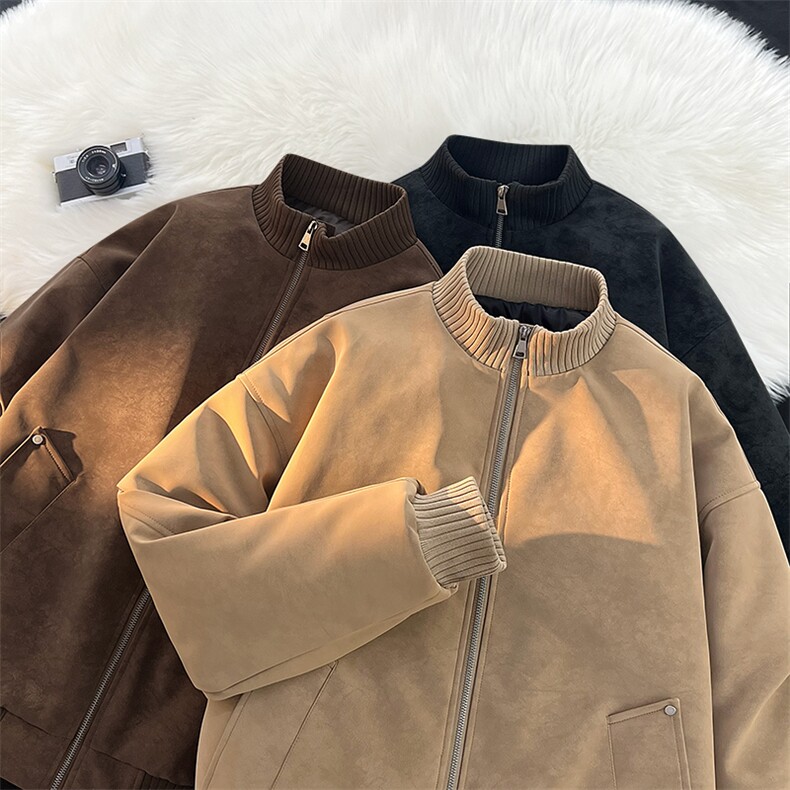 2025港风新款立领皮棉衣皮衣加绒加厚棉服休闲百搭保暖YH-87-P95,男装皮衣,星座717