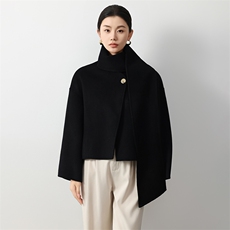 短款单扣双面羊毛大衣女2024秋冬新款双面呢大衣，女装双面呢大衣，众策羊绒