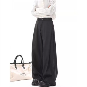 春秋美式高街休闲裤男女垂感阔腿西裤长裤纯色西装裤宽松直筒裤子，男装西服套装，电商A443