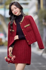 【小香bao款现货】2025新款秋冬时尚纯色时髦新娘敬酒法式套装，女装套装/套裙，众宇琦