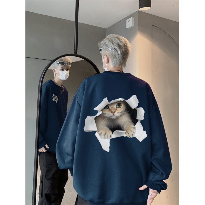 2025秋季新款可爱猫咪印花卫衣连帽仿棉wycm5002-特批28-控49,男装卫衣,星座605(原A050)