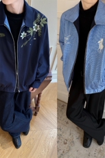 花卉刺绣格子双面穿夹克男装秋季宽松休闲外套XZ514-2-JK990-P98，男装夹克，星座514-2(原B239)