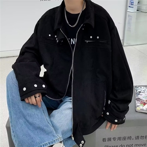 W10207-P80 网图现货 美式拉链解构设计感高级感宽松休闲夹克潮图片