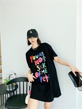 时尚休闲潮流长款T恤，女装T恤，泽妤