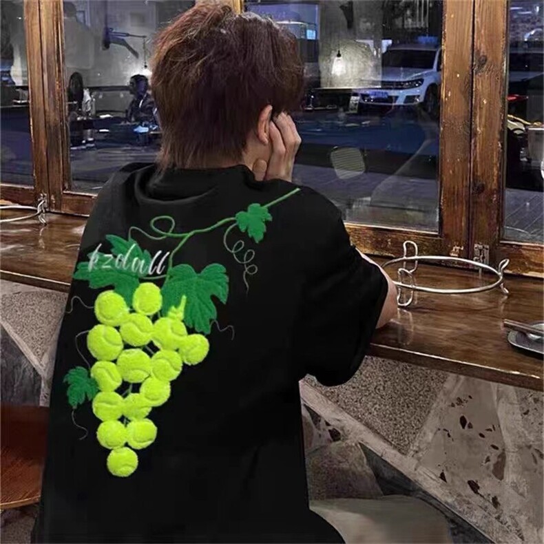 特殊工艺网球毛巾刺绣高品质260克双纱纯棉美式高街短袖T恤,男装T恤,电商A486-1