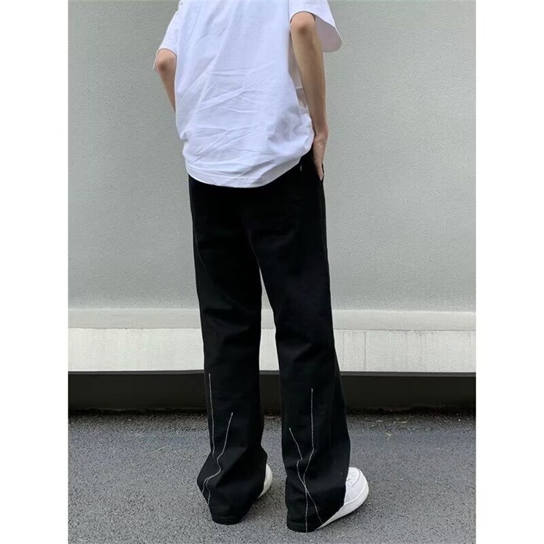 港风新款美式高街小众水洗做旧破洞牛仔裤男女复古阔腿裤N1286,男装牛仔裤,星座1116A（原606A-3）