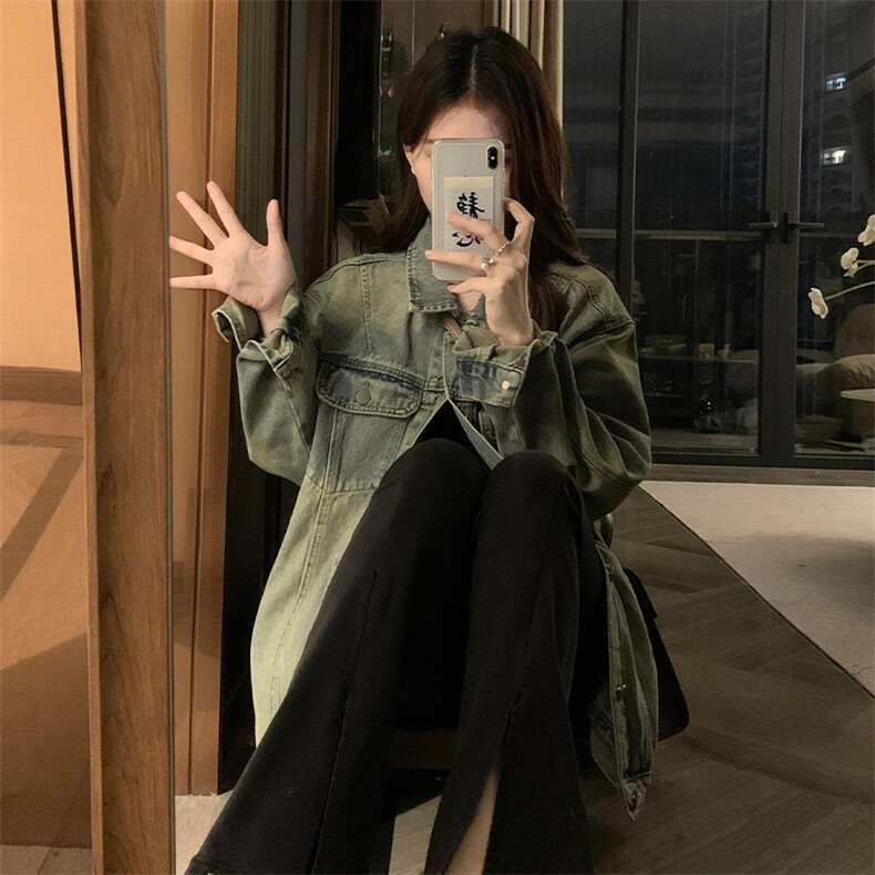 大码情侣2025新款美式宽松复古做旧牛仔外套2025春秋新款C740-88,男装工装外套,星座911-2(原星座613-2）