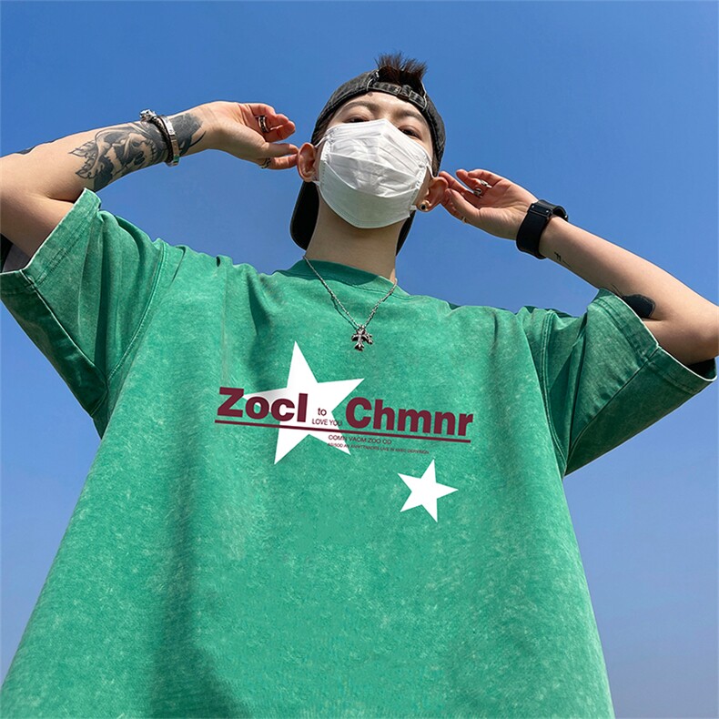 量大优可供抖音视频支持得物品质配合二开美式水洗短袖t恤SX69,男装T恤,电商A486