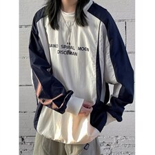 日系复古长袖卫衣男春季情侣宽松圆领套头衫学院风百搭休闲上衣男，男装卫衣，星座506A