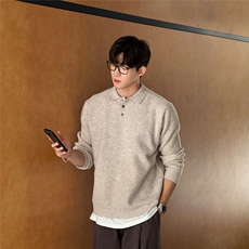 韩系翻领毛衣针织POLO衫深灰5081/P88，男装针织衫/毛衣，电商A242