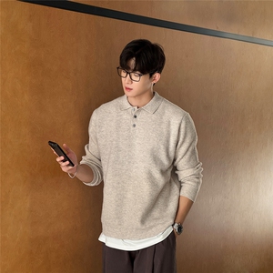韩系翻领毛衣针织POLO衫 深灰 5081/P88图片