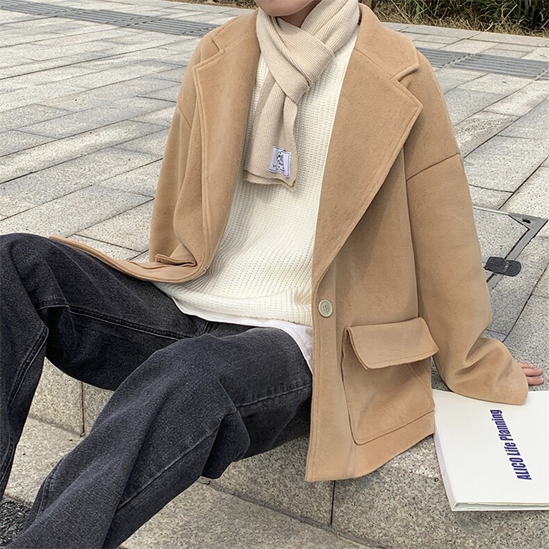 518秋冬加厚呢大衣风衣外套男韩版港风呢外套F,男装风衣,星座507