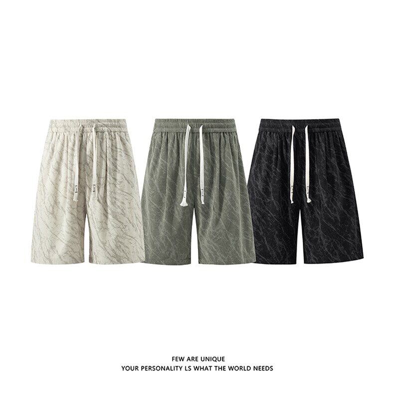 白底美式扎染休闲短裤男夏季直筒五分裤子-A2139TP25无差价，男装牛仔裤，电商B241