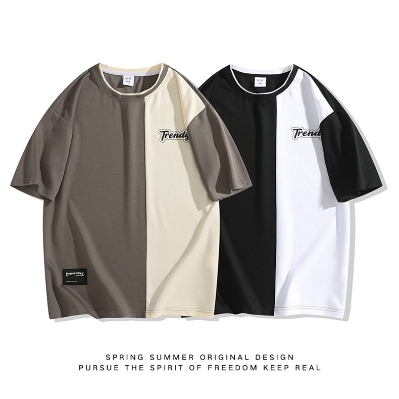 冰氧仿棉短袖日系白底夏季休闲百搭字母印花男上衣TC3155-P23控48,男装T恤,星座717