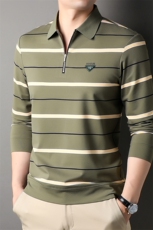 AG2501钱塘2020-3中年男士长袖春秋款薄款条纹休闲T恤主推款P65，男装T恤，钱塘207-3
